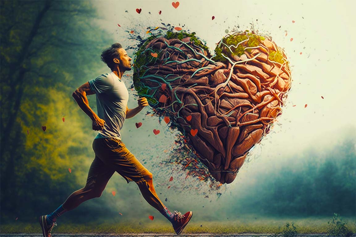 Running outside in nature makes a happy brain and heart