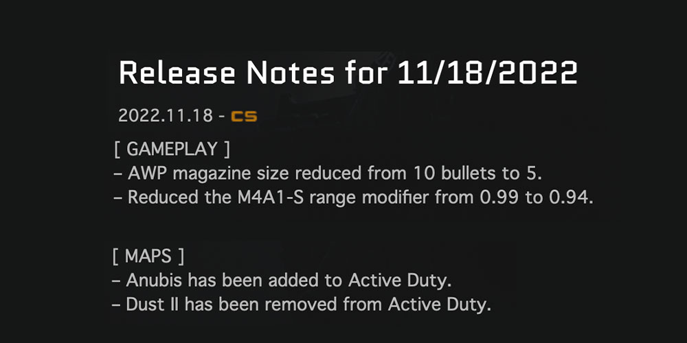 CSGO update awp and m4a1-s got nerfed