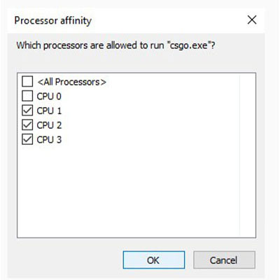 Set affinity for CPU settings, improve fps in video games