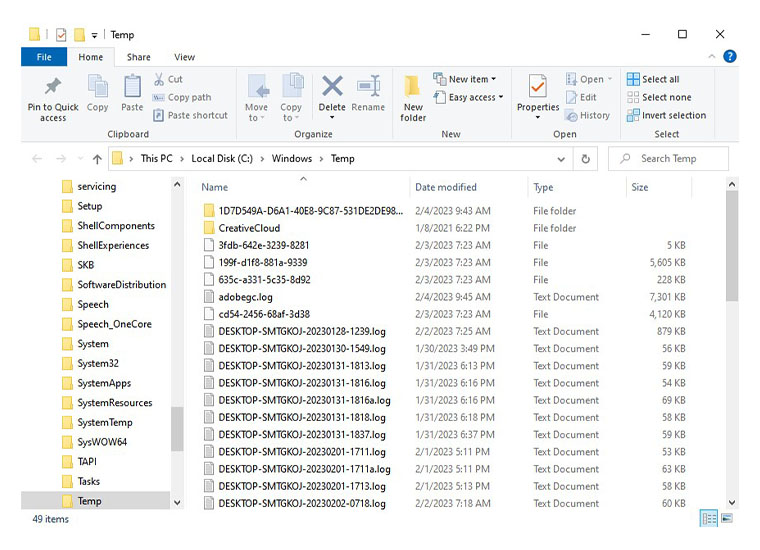 delete temporary windows files for improved FPS