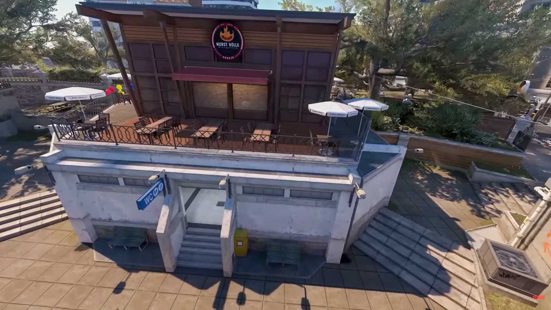 CS2, Counter strike 2, Overpass Toilets, Helicopter view