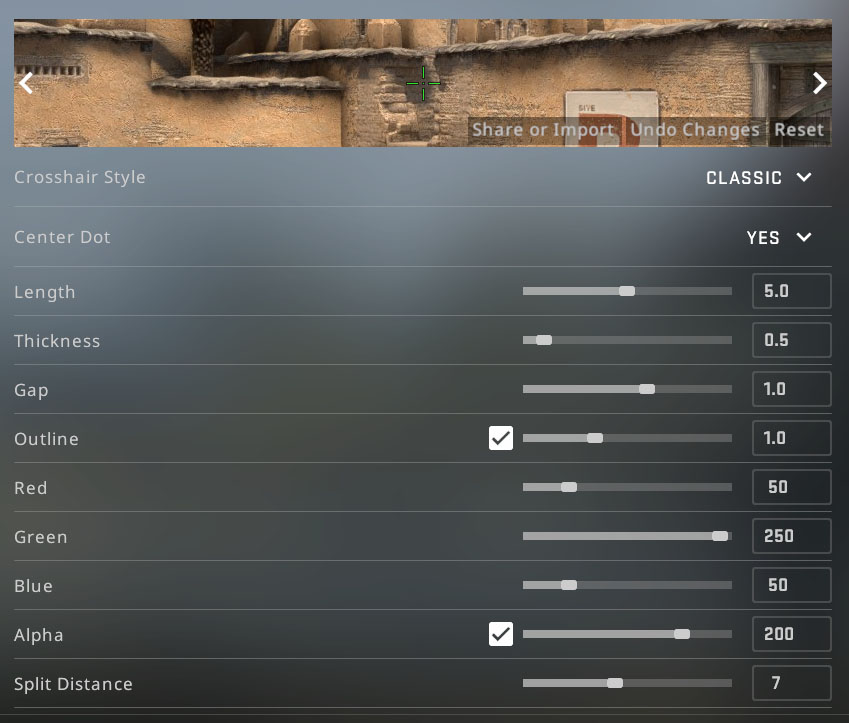 Change Crosshair settings from in-game