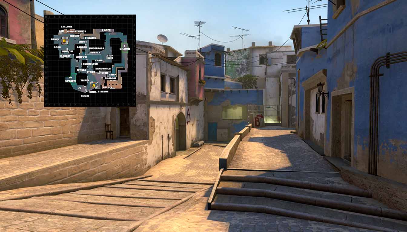 Mirage Callouts csgo, firebox , ninja position, window, connector , tetris, triple.