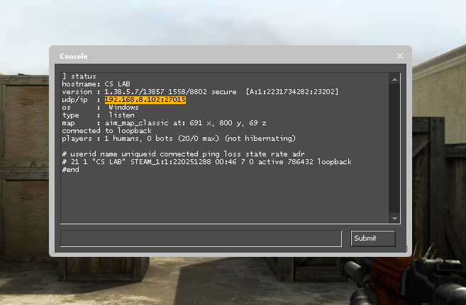 csgo 1v1 server ip address console