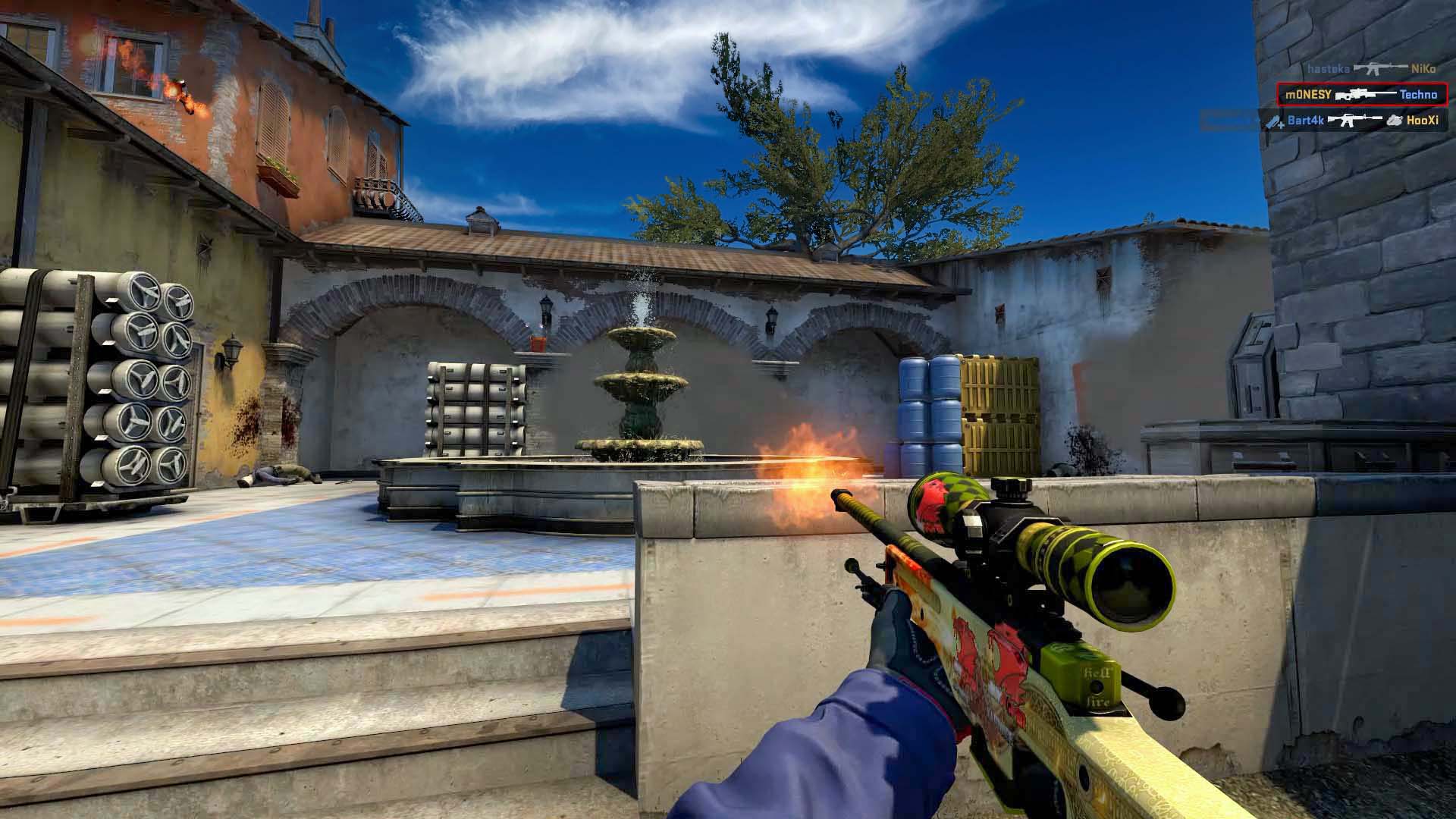 csgo monesy shooting with AWP dragon lore on B site Inferno