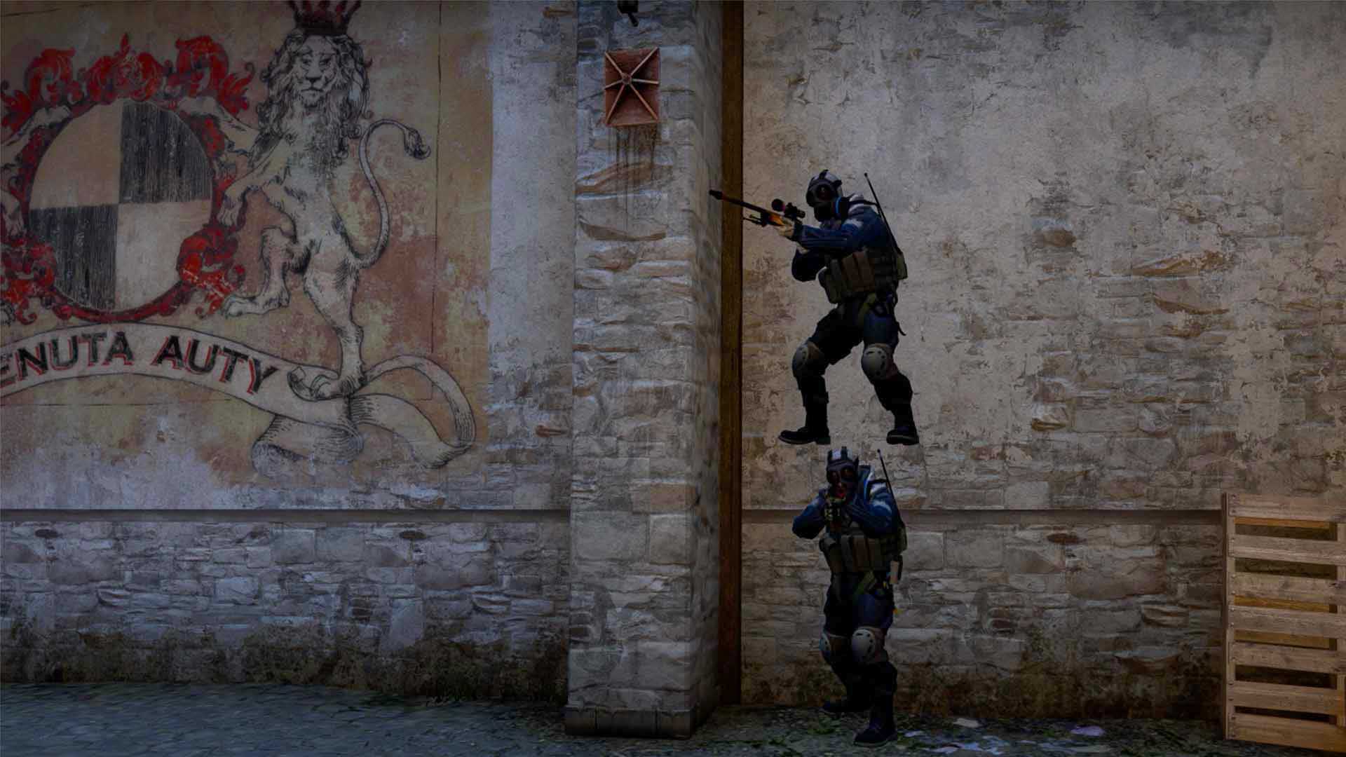 two CT players boost top mid inferno, csgo