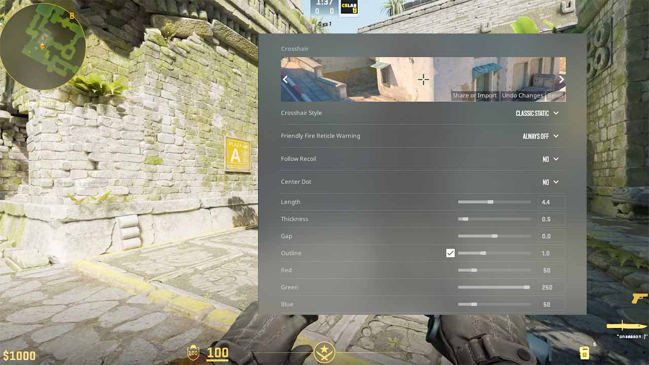 How to change crosshair settings in cs2